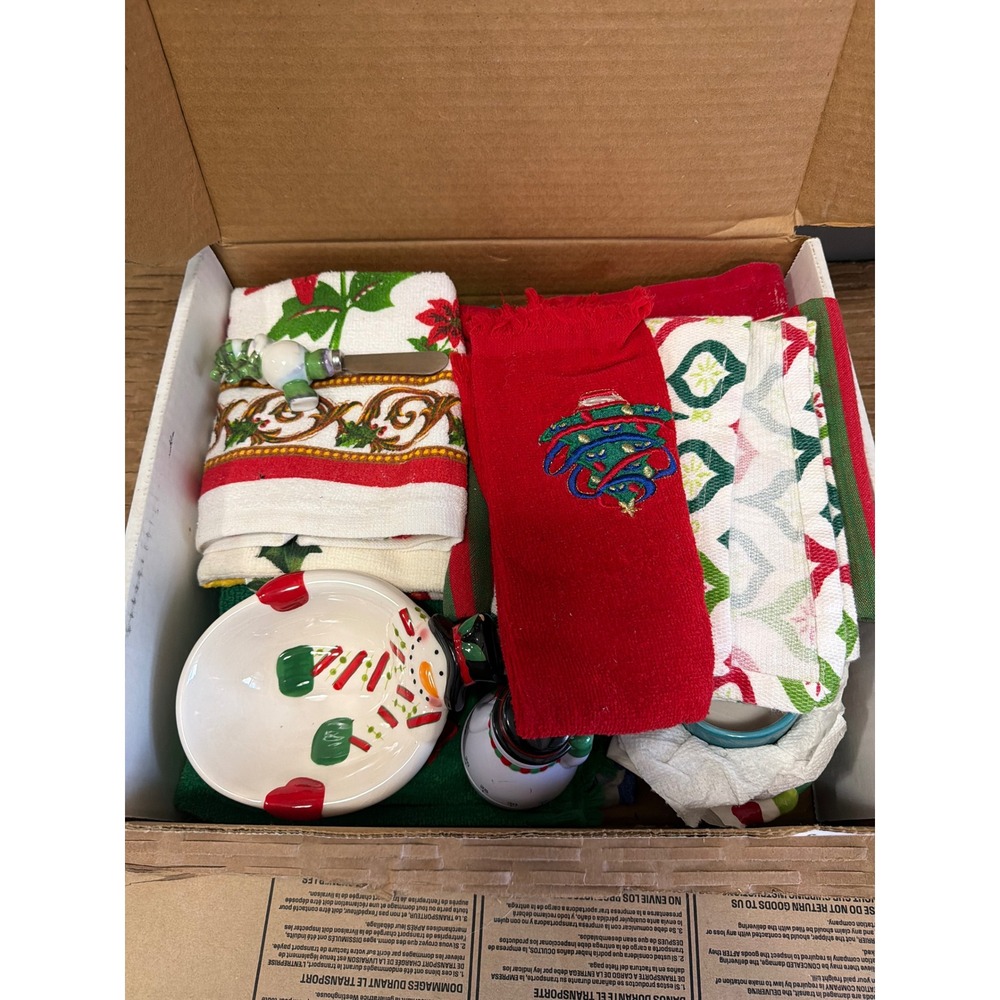 Snowman Holiday Kitchen Bundle Spoon Rest Timer Cheese Spreaders Towels Set